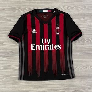 Adidas 2016/17 AC Milan Soccer Jersey Serie A Black Red Youth Size Small